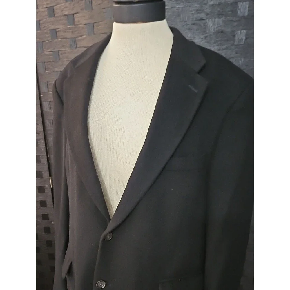 Bill Blass Classic Black 100% Camel Hair Men's Blazer - 44R